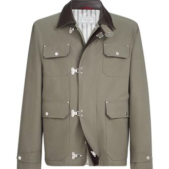 Brunello Cucinelli Water-resistant techno cotton outerwear in Military at Nordstrom, Size 48 It