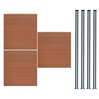 MonsterShop Composite Fence Panels & LED Posts 6ft x 17ft - Brown
