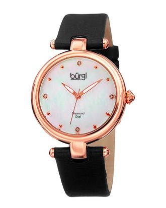 B&uuml;rgi Burgi Womens Satin Over Leather Diamond Watch