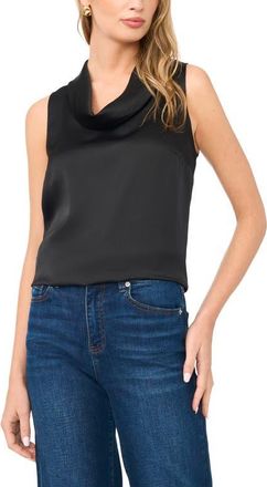 Vince Camuto Cowl Neck Sleeveless Satin Top in Rich Black at Nordstrom, Size X-Small