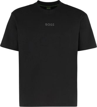 HUGO BOSS T-shirt met relaxte pasvorm van premium katoenjersey - Heren - T-shirts - Zwart - 2XS - Katoen - Tops