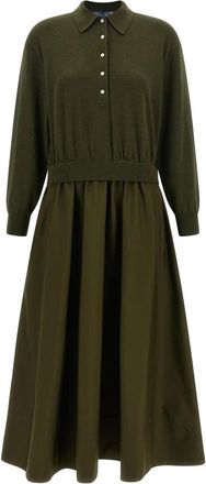 Polo Ralph Lauren Hybrid Gebreide Polo-Bodice Jurk - Dames - Casual kleedjes - Groen - M - Katoen - Kleedjes