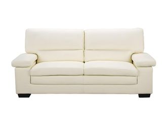 VENTE-UNIQUE.COM Sof&aacute; fijo piel 3 plazas marfil 210x89cm