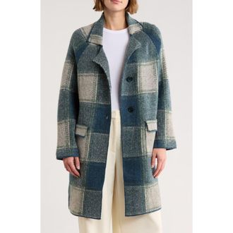 Love Token Plaid Longline Cardigan in Teal at Nordstrom Rack, Size X-Small