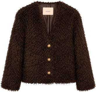 Twinset Faux Fur Shearling Jassen - Dames - Jassen - Bruin - S - Jassen