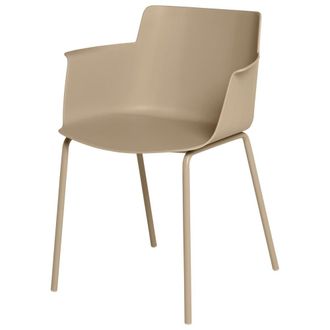 Koketto Home Silla con respaldo ergon&oacute;mico, reposabrazos y patas de metal beige