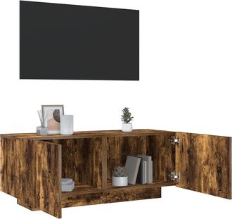 vidaXL Vidaxl - Mueble Para Tv Madera Contrachapada Roble Ahumado 100x35x40 Cm