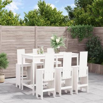 vidaXL Set De Mesa Y Taburetes Altos Jard&iacute;n 7 Pzas Madera Pino Blanco Vidaxl