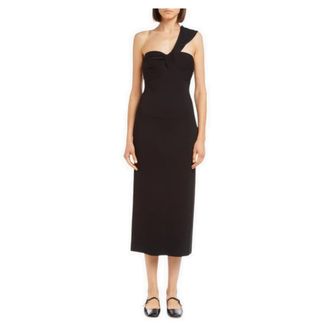P.A.R.O.S.H. P.a.r.o.s.h., Kleedjes, Dames, Zwart, S, Zwarte One-Shoulder Jurk met Strik