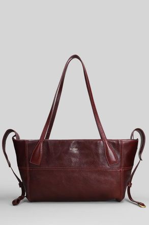 Balmain Track Zip Small Tote In Bordeaux Leather
