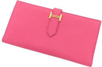 Herm&egrave;s Pre-owned Hermes Chevre Bearn Soufflet Bifold Long Wallet Ladies DMV8NS1EMU3ORSYH