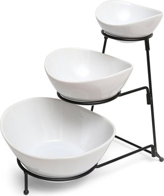 Gibson Gracious Dining 3 Tier Bowl Server Set with Metal Stand