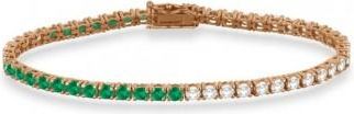 Allurez Lab Grown Diamond & Emerald Eternity Tennis Bracelet 14K Rose Gold (6.52ct)