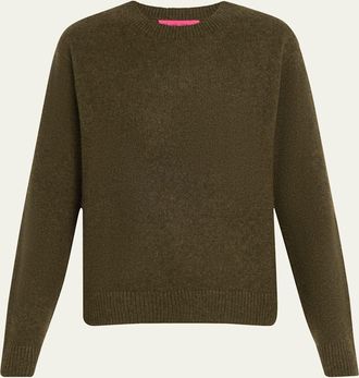 The Elder Statesman Long-Sleeve Cashmere Drop-Shoulder Crewneck Top