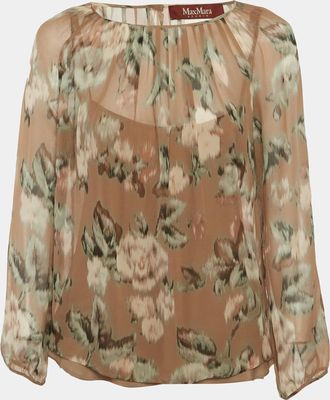 Max Mara Multicolour Floral Print Chiffon Long Sleeve Blouse