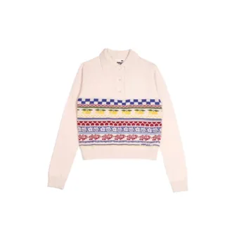Mii Trui met polokraag en knoopsluiting - Dames - Sweatshirts & Hoodies - Veelkleurig - Maat: L Zijde