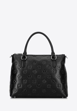 Wittchen Dames Leren Shopper Tas met Signature Zwart en Zilver Zwart en Zilver