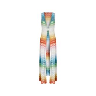 Missoni Cardigans, female, Multicolor, Size: S Long Gilet Cover-Up in Shaded Lam&eacute; Viscose