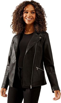 Wallis Womens Black Faux Leather Biker Jacket