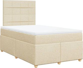 vidaXL Cama Box Spring Con Colch&oacute;n Tela Color Crema 120x190 Cm Vidaxl