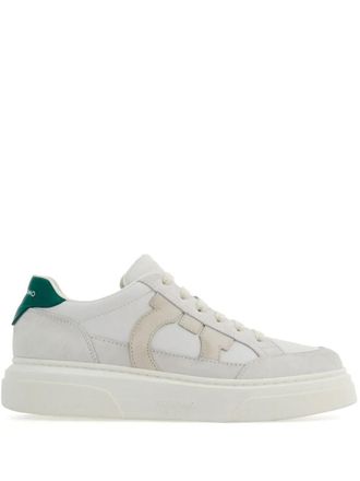 Ferragamo Cassina Leather Sneakers With Gancini Patch Shoes