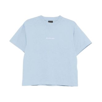 Balenciaga Tops, Dames, Blauw, M, Katoen, Back T-shirt Medium Fit