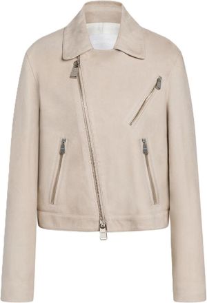 Dondup Cropped Jacket with Asymmetrical Zipper and Minimalist Design