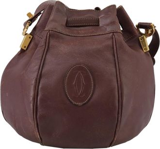 Cartier Must De Cartier Burgundy Leather Shoulder Bag (Pre-Owned)