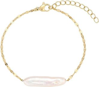 Adornia Adornia 18K Plated Stainless Steel 27.2Mmx7.5Mm Pearl Bracelet
