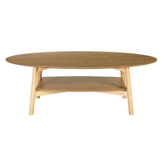 Miliboo Mesa Baja Ovalada De Madera Clara L120 Cm Hanae