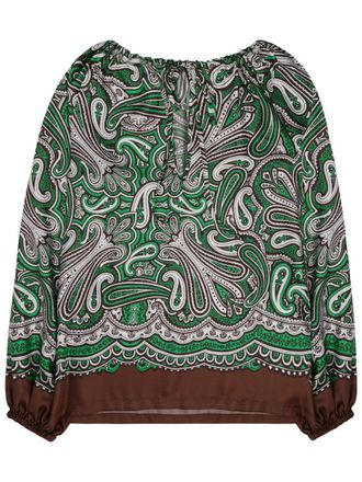 P.A.R.O.S.H. Paisley Pattern Silk Blouse With Contrasting Cuffs