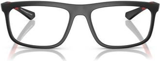 Emporio Armani 55mm Square Optical Glasses in Matte Black /Demo Lens at Nordstrom