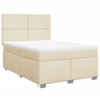 vidaXL Vidaxl - Cama Box Spring Con Colch&oacute;n Tela Color Crema 140x190 Cm