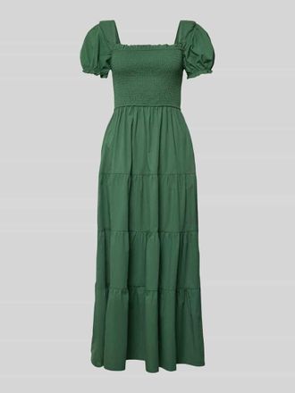 Apricot Maxikleid mit Smok-Details und Karree-Ausschnitt in Gruen, Gr&ouml;&szlig;e XL