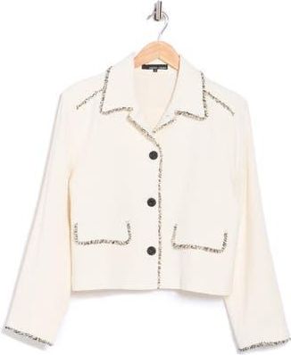 Amanda + Chelsea Frayed Cotton Blend Shirt Jacket in Natural at Nordstrom Rack, Size X-Large