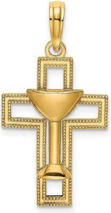 Diamond2Deal 10k Yellow Gold Polished Cross Communion Cup Charm