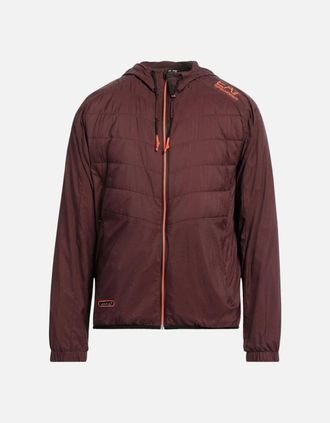 Emporio Armani Mens EA7 Lightweight Hooded Bitter Chocolate Bomber Jacket - Red - Size: 40/Regular