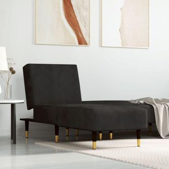 vidaXL Chaise Longue in Velluto Nero - Vidaxl