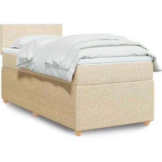 vidaXL Cama Box Spring Con Colch&oacute;n Tela Color Crema 100x200 Cm Vidaxl