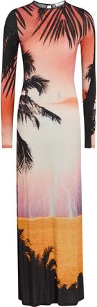 Paco Rabanne Printed Embellished Stretch-jersey Maxi Dress - Orange - 36 (UK8 / S)