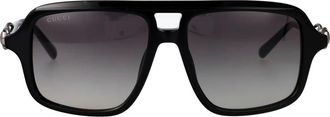 Gucci Gg2052S Aviator Zonnebril - unisex - Accessoires - Zwart - Maat: 55 MM Nylon