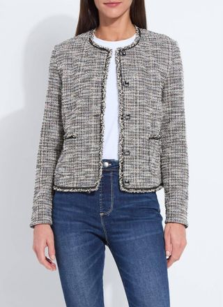 Lyss&eacute; Charlotte Collarless St Tweed Jacket In Black Multi