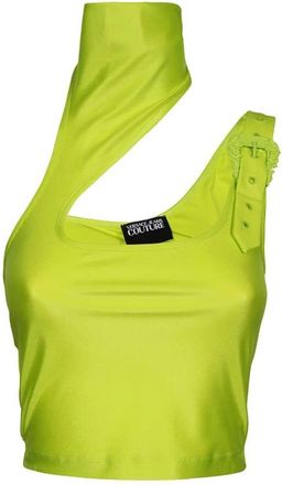 Versace Jeans Couture Staande Kraag Crop Top - Dames - Tops zonder mouwen - Groen - S - Tops