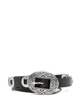 Golden Goose Belt Threads Washed Leather Hammered Studs And Applicatio