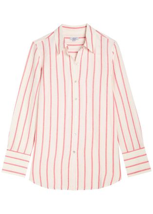Rails Knox Striped Linen-blend Shirt - White And Red - S (UK8-10 / S)