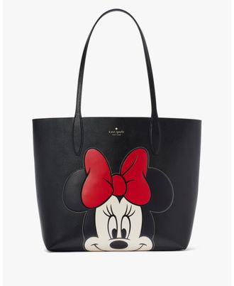 Kate Spade New York Womens Disney X New York Minnie Mouse Large Tote - Black Leather - One Size