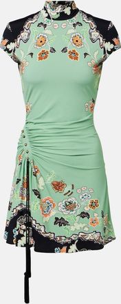 Roberto Cavalli Floral gathered jersey minidress