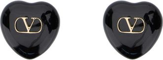 Valentino Garavani Black Coeur Royal Earrings