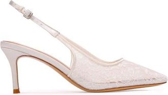 Black Suede Studio Maisie 70 Pump in White Lace at Nordstrom, Size 37.5