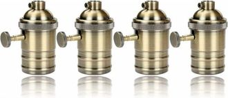 OEM Adaptateur Lampe E27 - Douille Vintage Avec Interrupteur Integrado - Para Lustres Sin Cable - Lat&oacute;n Antiguo - 4 Unidades